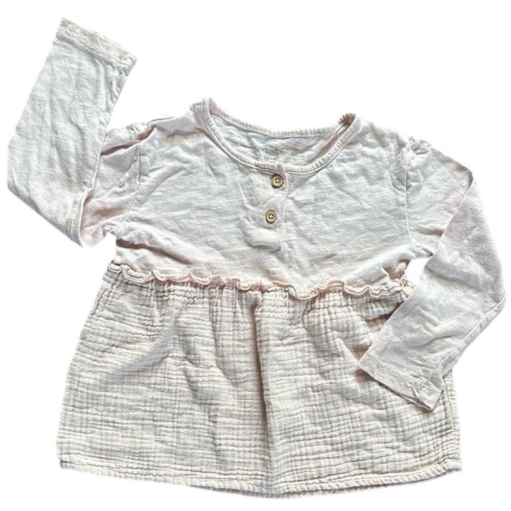 Grayson Collective violet peasant top girls size 4 ruched pastel boho fall